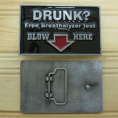 Joke Alcohol Sex Drunk Free breathalyzer test Blow Here belt buckle