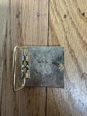 VTG 70s LEE Jeans Metal “M” Initial Belt Buckle Alphabet Letter Gold Tone Enamel