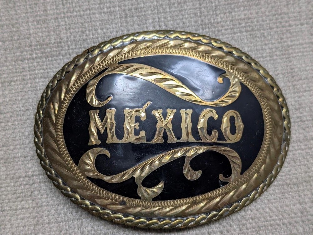 vintage MEXICO belt buckle WESTERN handcrafted COWBOY german silver RODEO