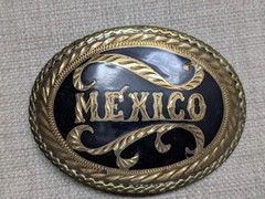 vintage MEXICO belt buckle WESTERN handcrafted COWBOY german silver RODEO