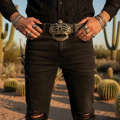 Men Women Antique Gold Metal Belt Buckle Skull Skeleton Sexy Bones Crown Jewelry