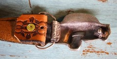 Vintage Bergamot Brass Works 1981 Corvette Belt Buckle 42&Prime; Tooled Leather Belt