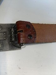Vintage Budweiser Belt Buckle Clydesdales King of Beers Oil Tanned Leather