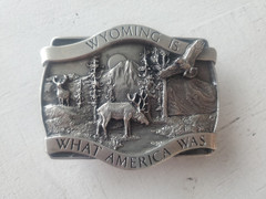 1981 Bergamot Wyoming Is What America Was Belt Buckle Elk Eagle Mountains Nature