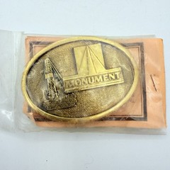 VINTAGE 1978 MONUMENT OIL CO FIELD TOWER SOLID BRASS BELT BUCKLE RARE