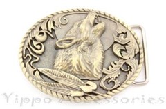 Bronze Howling Wolf Western Metal Fashion Belt Buckle