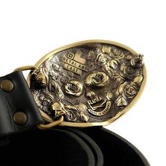 Santa Muerte belt buckle, solid brass Skull El Día de Muertos