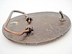RARE Vintage Bergamot Bronze / Pewter Metal Jumping Deer/Elk Enamel Belt Buckle
