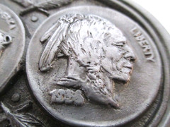 Buckles of America 3&Prime; INDIAN NICKEL BUFFALO COIN BELT BUCKLE BA-107 PEWTER AZ24