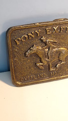 VTG~**PONY EXPRESS OVERLAND MAIL COMPANY BELT BUCKLE**~1860~Brass Metal