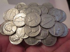 VINTAGE CLUSTER OF U.S. NICKELS COINS BELT BUCKLE – GW-18