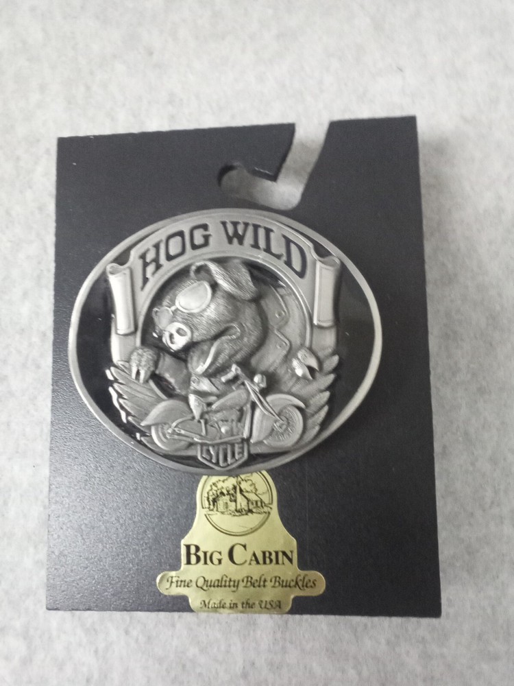 Big Cabin Belt Buckle Alloy Fashion Hog Wild Pig Motorcycle Pattern USA Made