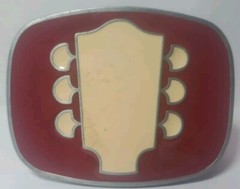 Belt Buckle – Guitar Tuning Head – RJ – 3 »x2.25 » Cream & Burgundy Pewter TNN