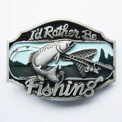 Vintage Style Rather Be Fishing Fish Belt Buckle also Stock in US