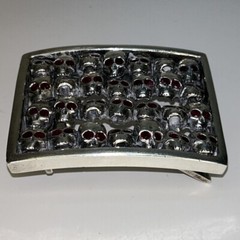 soffer ari belt buckle 925 silver with ruby gemstones in skull eyes