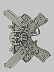 Skull Belt Buckles Gun Silver Metal Emblem Vintage Pirate Men Women Goth Tattoo