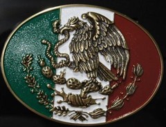 Ariat Western Belt Buckle Oval Mexico Flag Eagle Multicolor A37013