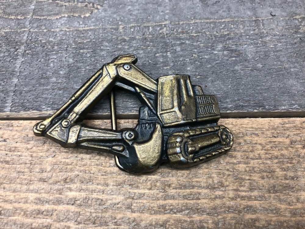 Vintage 1970s Construction Loader- Backhoe Belt Buckle 3 1/2&Prime; Wide 5A