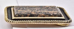 Estate unworn gold plated BIG Southwestern Style Petrified Wood type Belt Buckle