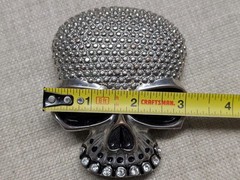 vintage Y2K belt buckle SKULL chrome metal STUDDED skeleton PUNK tripp hot topic