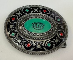 Southwestern Style Native Indian Tribal Art Pattern Enameled Colors Belt Buckle
