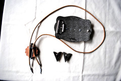 Western Belt Buckle, Bolo and Collar Tip Set