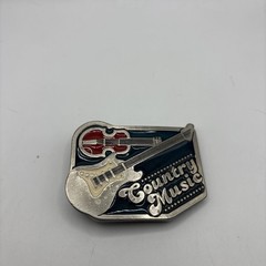 Country Music Guitar Western Metal Enamel Belt Buckle