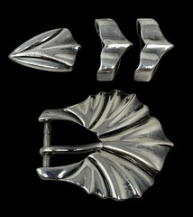 Michael Tatom Santa Fe NM 1” Sterling Silver 4-Piece Western Belt Buckle Set