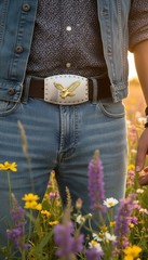 New Men Western Silver Metal Belt Buckle Square Gold American Eagle Flying Bird