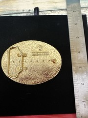 Oval Horse Western Belt Buckle Black Metal Gold Tone Men’s Fits 1.5in -1.75