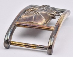New old stock Sterling Silver B Kieselstein-Cord Double Race Horse Belt Buckle