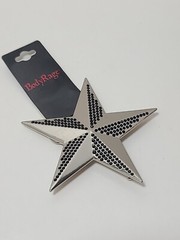 Silver With Black Sparkling Stones. Star Metal Fashion Belt Buckle