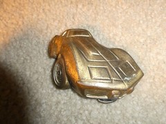 Vintage 1970s Brass Corvette Car Belt Buckle 3 3/4&Prime; Wide