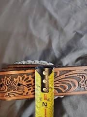 Rocawear Co. RW Logo Metal Buckle BS220 Western Floral Engraved Embossed Belt 38