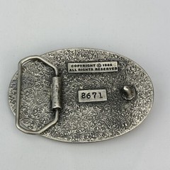 AMERICA&rsquo;S BRAVEST FIRE FIGHTER Belt Buckle 1986 FD Fire Truck Black Red Enamel