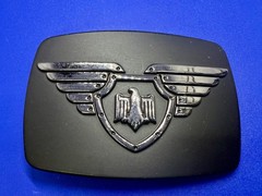 Winged Eagle Shield Black Color Vintage Chrome Brand Belt Buckle