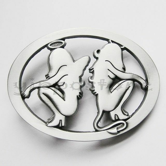 Angel Girl Devil Girl Metal Belt Buckle