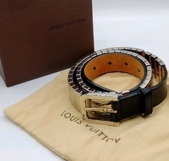 RARE Authentic Louis Vuitton Belt Black Metal STUNNING 30 Waist