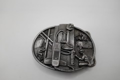 Vintage 1988 Siskiyou Telephone Lineman Heavy Duty Metal Belt Buckle USA