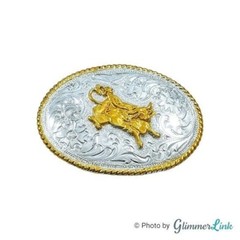 Rodeo Bull Rider Small Oval Belt Buckle
