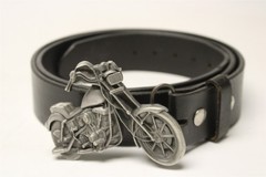 Bergamot Brass Works 1979 USA Made Motorcycle Belt Buckle 42-44 Leather Belt