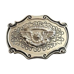 Vintage American Bald Eagle Western Belt Buckle Wings Brave Spirit Silver Tone