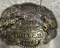 Leo Smith Signed Blood Sweat And Tears Buckout All Round Champion 1987 Buckle