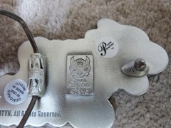 VTG 2004 PIMP MY RIDE Belt Buckle Fine Pewter 4731C Purple Sparkle Acrylic 4.25&Prime;