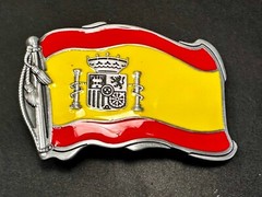 Spain Spanish Madrid Barcelona Flags Enameled Figural Patriotic Belt Buckles