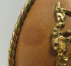 Leather Belt Buckle with Rope Trim Western Rodeo Cowboy Bull