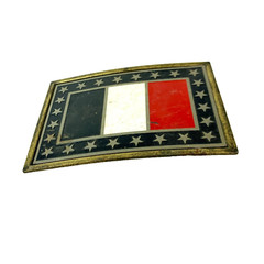 Vintage Flag of France Stars Red White Blue Metal Belt Buckle