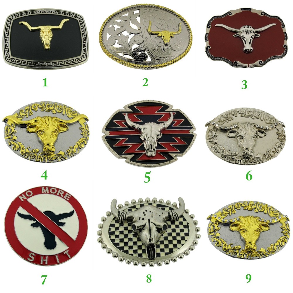 Bull Longhorn Buffalo Ox Antiqued Men Women Skull Belt Buckle Rodeo Metal Heavy.