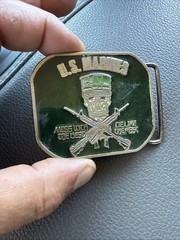 U.S. Marines Vintage Enameled Belt Buckle (MESS WITH THE BEST DIE LIKE THE REST)