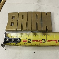 Vintage 70&rsquo;s ~ BRIAN ~ Antique Brass ~ USA Handcrafted ROYP Belt Buckle ~
